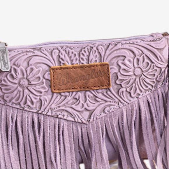 Wrangler Tooled Fringed Bag- Purple! - Picture 3 of 4